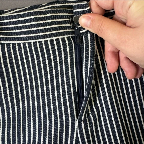 Banana Republic pants women 2 cotton blend slim ankle pin striped pants blue - Picture 4 of 13